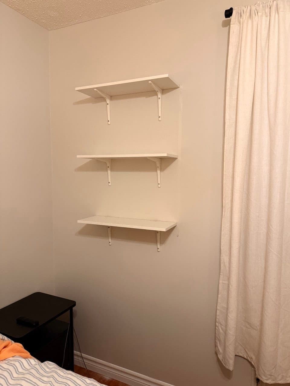 Floating shelves installed — after